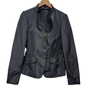 Gucci Black Silk Scoop Neck Blazer Jacket size 42
